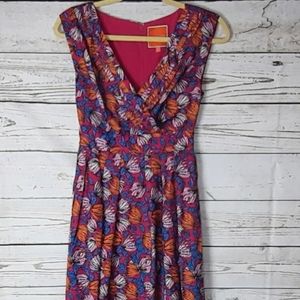 Modcloth pink orange blue floral print dress